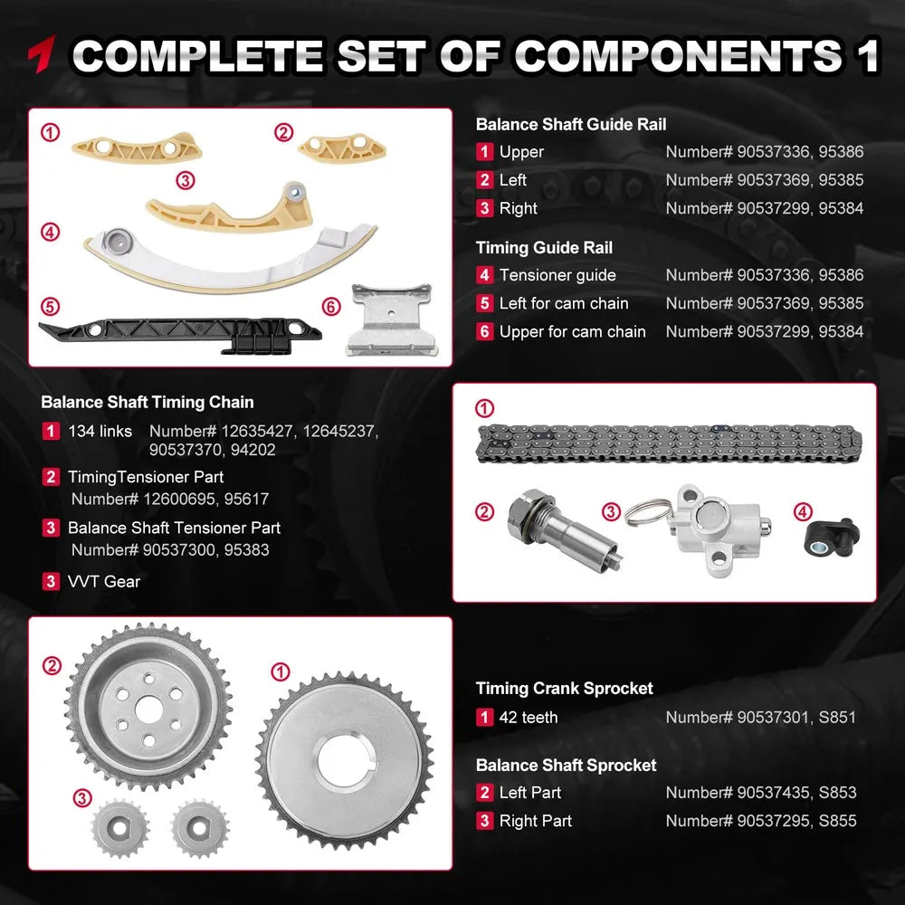 9-4201S 94201S 9-4201SX Timing Chain Kit with Water Pump 94201SX 9-4202S 94202S For Chevy GMC Pontiac Buick Equinox 2.2L 2.4L