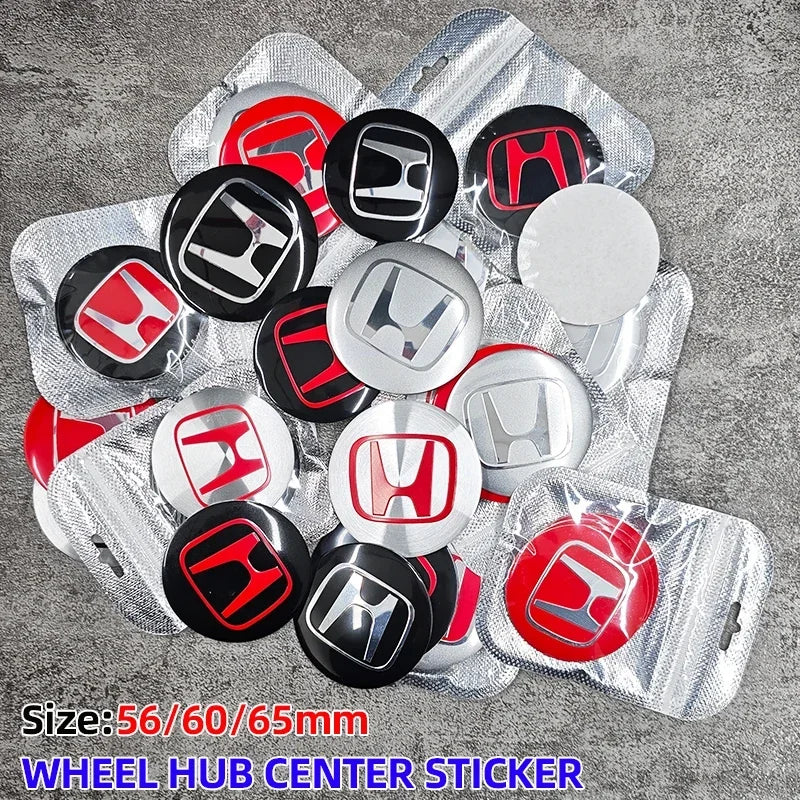 4pcs 56mm 60mm 65mm Car Wheel Center Covers Badge Sticker Stickers For Honda Civic XR-V HR-V Accord Odyssey CRV Insight Fit