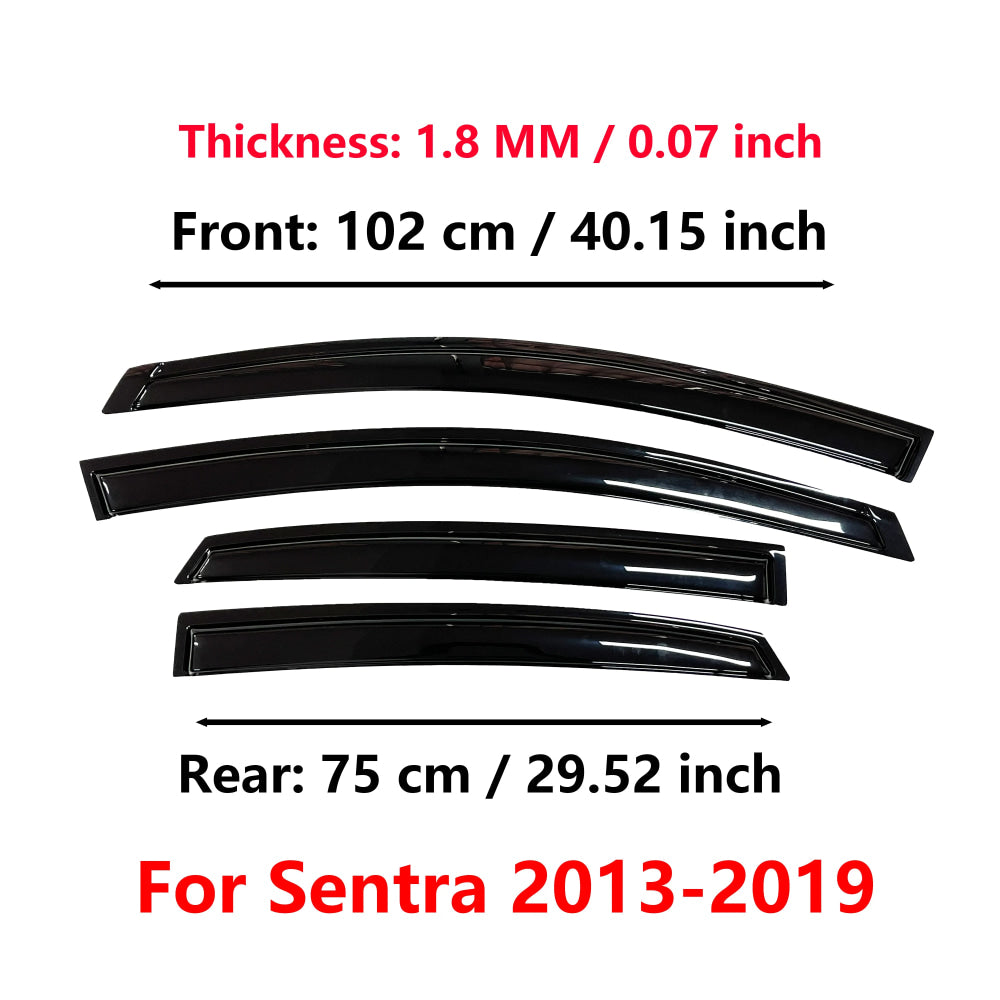 Window Visor for Nissan Sentra/Sylphy 2013-2019 | 4pcs Rain Guard Wind Deflector | Car Weather Shield Accessory