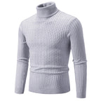 Nuevo suéter de cuello alto para hombre, jersey de Color sólido, tejido cálido, informal, sudadera de cuello alto, Tops de lana para hombre para invierno al aire libre