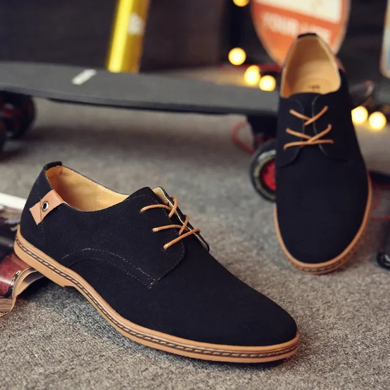 Zapatos de gamuza para hombre, zapatos de vestir de diseñador de lujo para hombre, zapatos clásicos cómodos para fiesta y boda, zapatos informales Oxford, zapatos planos de gran tamaño