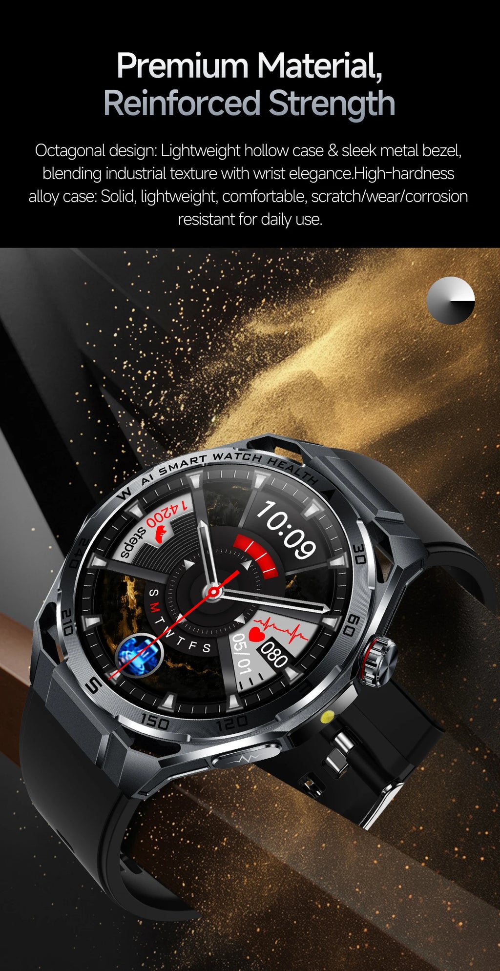 2026 New ECG AI Health Smartwatch for Men 1.53"AMOLED BP/Heart Rate Monitor BT Call IP68 Waterproof Smart Watch for Android IOS