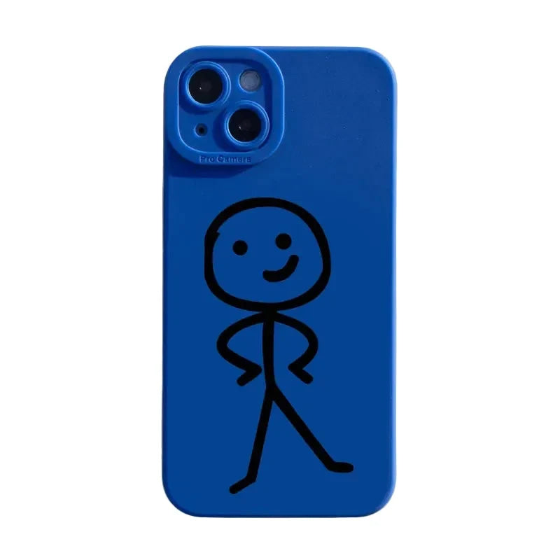 Cartoon Matchman Phone Case For iPhone 11 12 13 14 15 Pro Max XR XS X 7 8 Plus SE 2020 Shockproof Matte Soft TPU Silicone Cover