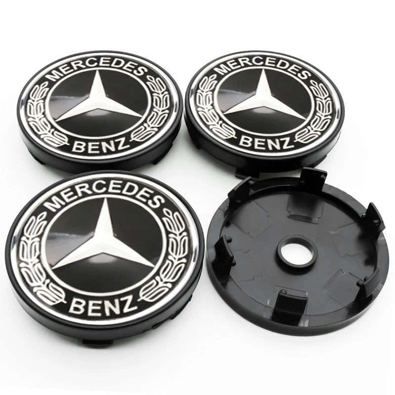 4Pcs 60mm 75mm Car Wheel Center Hub For Mercedes Benz AMG class W205 W203 GLC GLK W206 W220 W211 A180 Cap Rim Cover Accessories