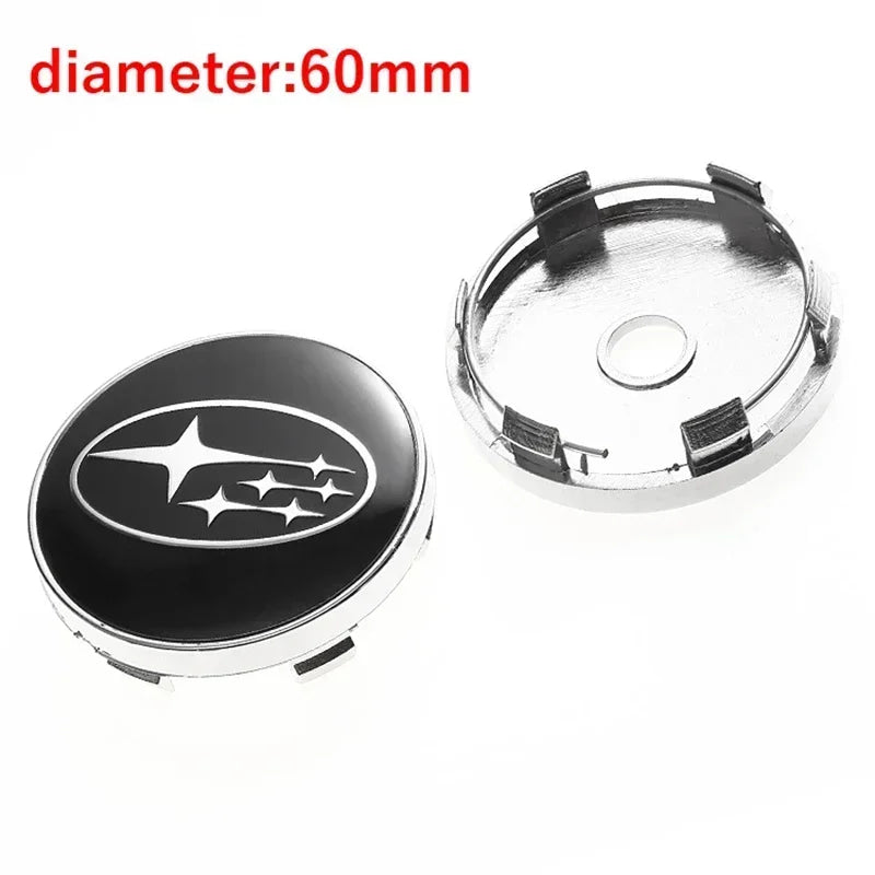 For Subaru ASCENT BRZ FORESTER IMPREZA XV WRC WRX LEGACY OUTBACK STI 4pcs 60mm Car Wheel Center Covers Tire Hub Caps Decoration