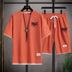 2026 Men's summer suit high quality round neck men's T-shirt 2 pieces shorts running quick dry leisure quick dry.
