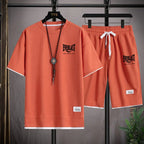 2026 Men's summer suit high quality round neck men's T-shirt 2 pieces shorts running quick dry leisure quick dry.