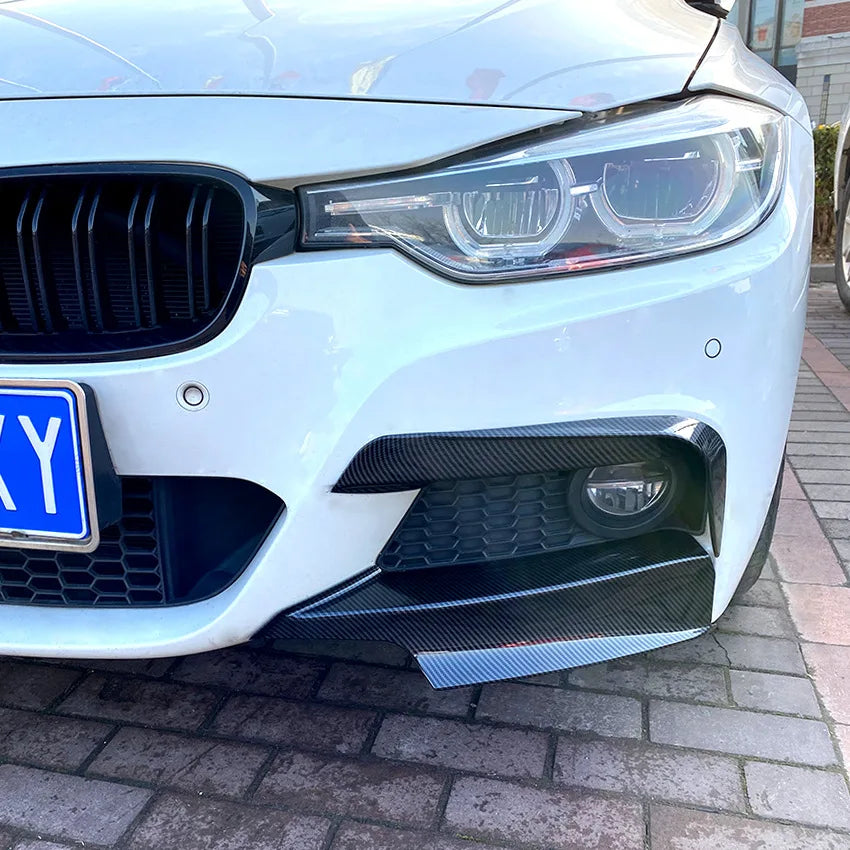 For BMW F30 F31 M Sport 2012-2019 Front Bumper Lip Splitter Canards Spoiler 1Pair Car Fog Lamp Eyebrow Frame Cover Grille