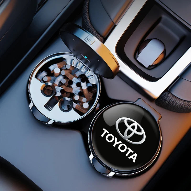 Car interior sticker Automotive LED ashtray garbage storage cup For Toyota Hilux Crown TRD chr Corolla Camry rav4 Yaris