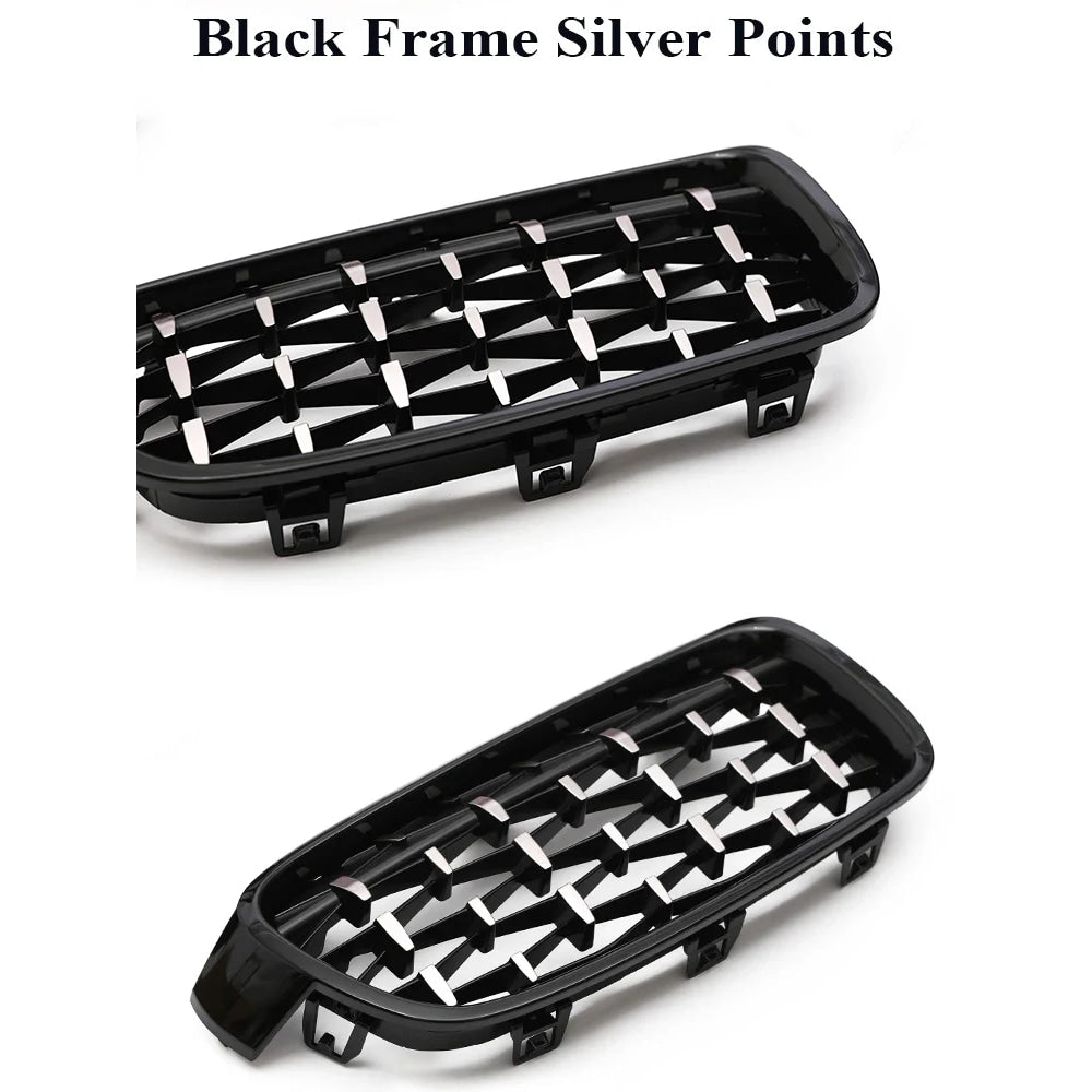 Kidney Front Racing Grille Chrome Black Silver Points Diamond Style Grill For BMW 3 Series F30 F31 2012-2019 320i 328i 330i 340i