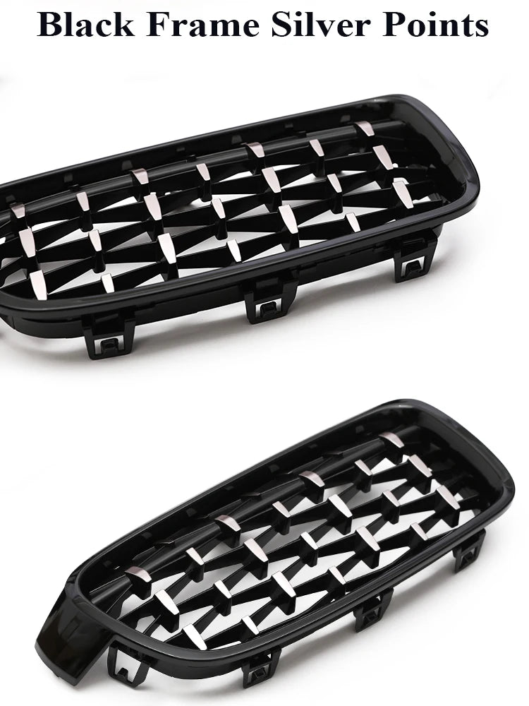 Kidney Front Racing Grille Chrome Black Silver Points Diamond Style Grill For BMW 3 Series F30 F31 2012-2019 320i 328i 330i 340i