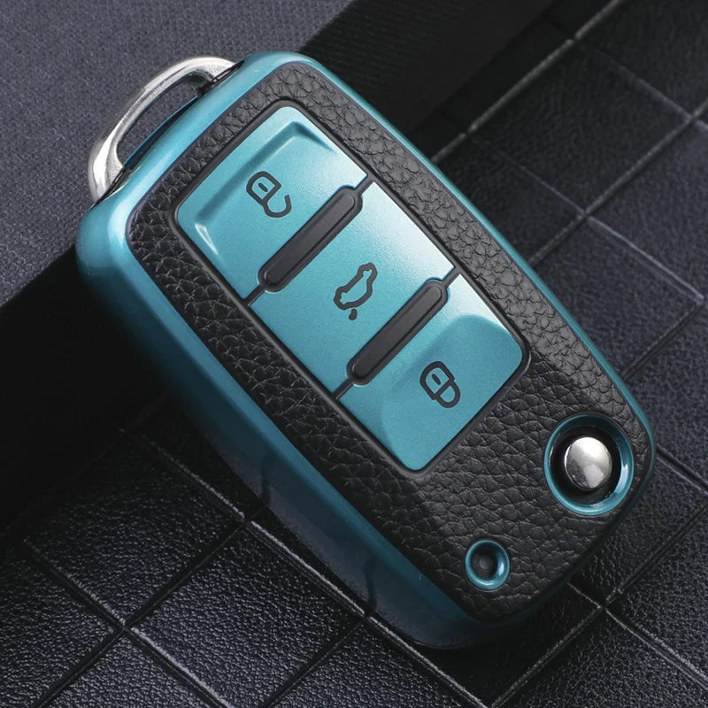 3 Buttons Key Case for Volkswagen Polo Tiguan Passat Golf Jetta Lavida Tpu Leather Protection Shell Bag For Skoda Octavia Seat