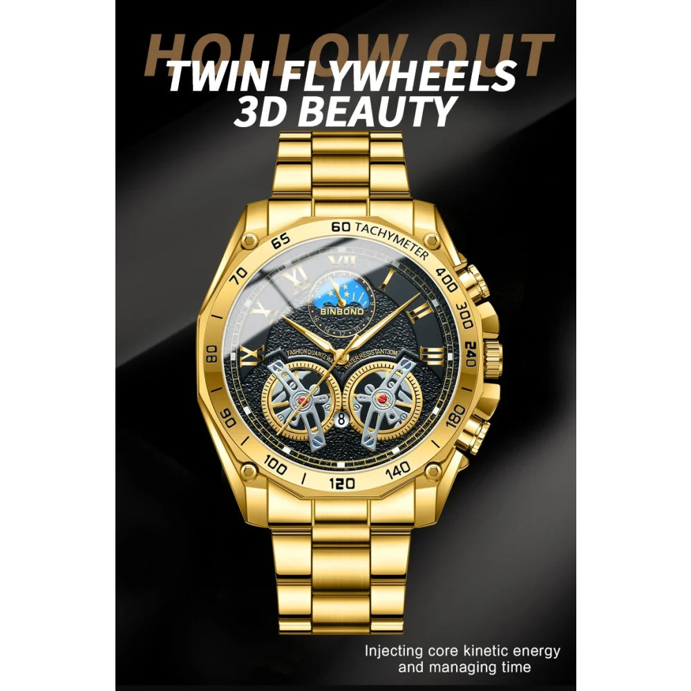 BINBOND Luxury Men Quartz Watches Fashion Concept Decorative Dial Casual Military Sports Wristwatch Waterproof Men's Clock