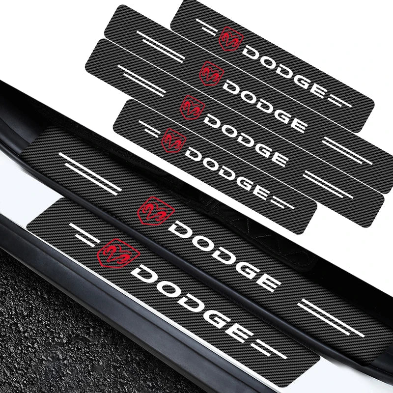 4Pcs Car Door Threshold Protector Sticker Emblem Decal Auto Accessories  For Dodge Durango Caliber Dakota Neon SXT Nitro Ram SRT