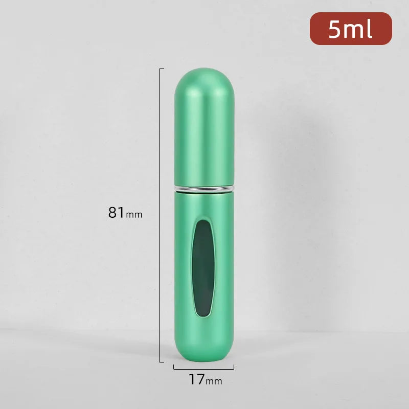 Mini atomizador de botella de Perfume recargable, pulverizador de aluminio, contenedor de líquidos portátil de viaje, herramienta dispensadora de cosméticos, 1 ud.