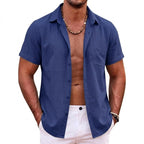Mens Summer Hawaiian Short Sleeve Shirts Cotton Linen Lapel Tops Casual Breathable Beach and Gym Tees Plus Size for Men Tops