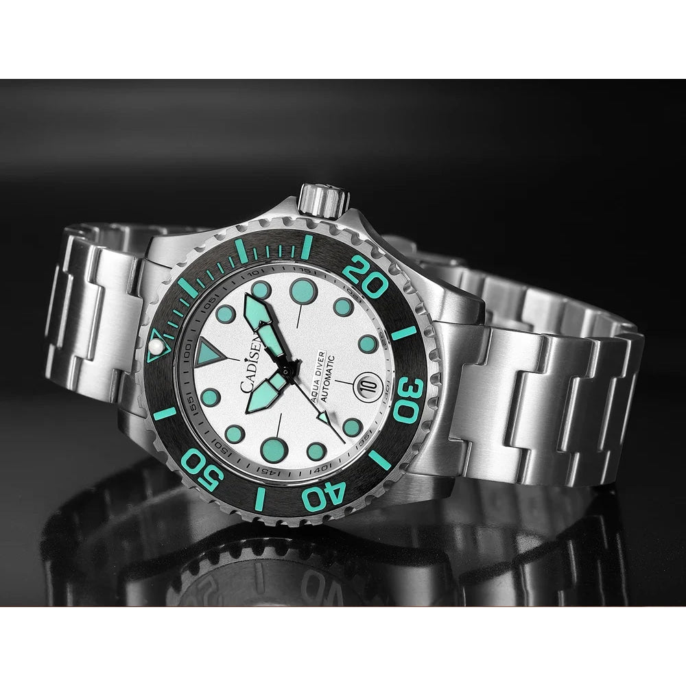 CADISEN AQUA DIVER New Brand Luxury Men Watches Automatic Watch Japan MIYOTA 8215 100M Waterproof Luminous Mechanical Wristwatch