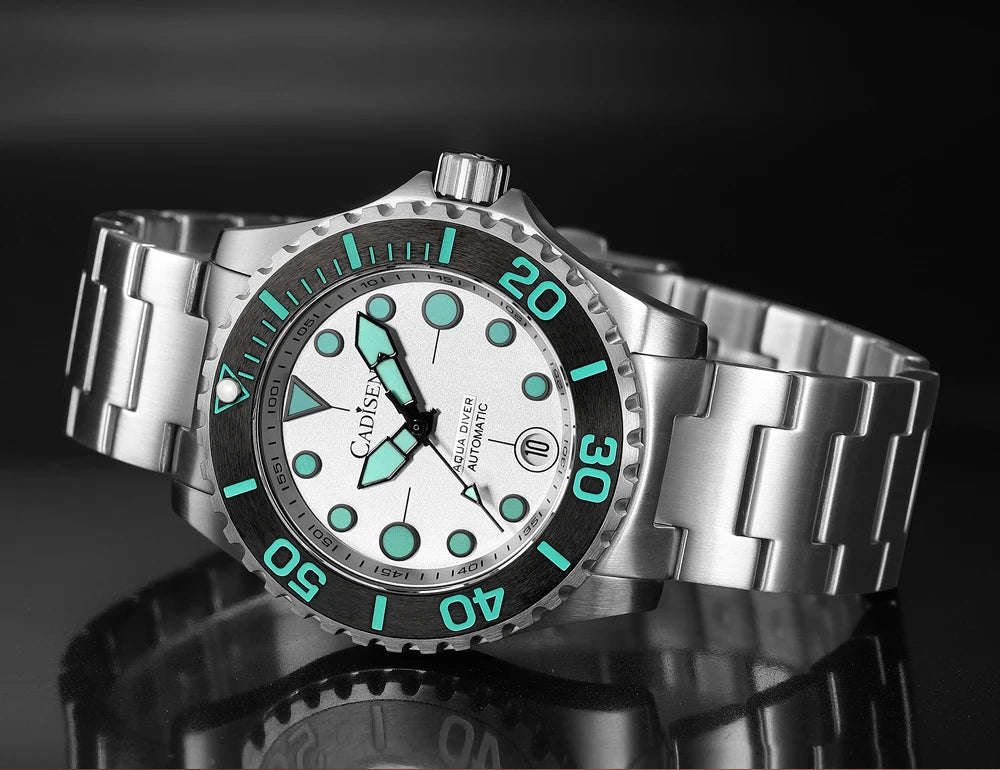 CADISEN AQUA DIVER New Brand Luxury Men Watches Automatic Watch Japan MIYOTA 8215 100M Waterproof Luminous Mechanical Wristwatch
