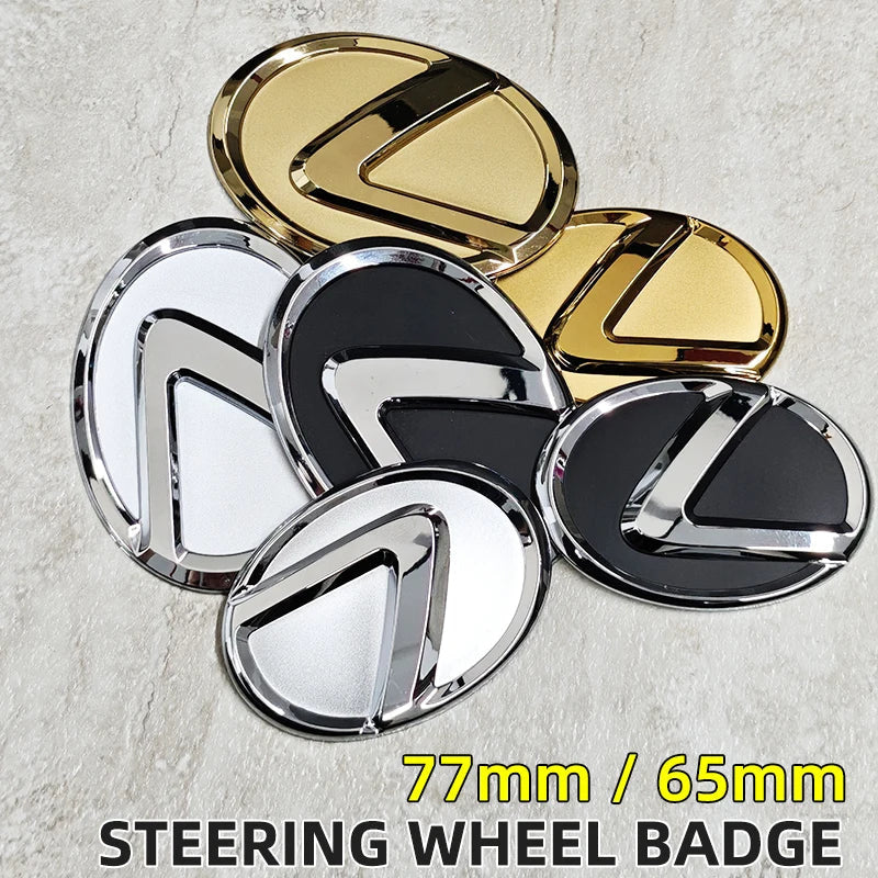 For Lexus ES240 ES250 IS250 LX460 RX270 RX300 RX350 65mm 77mm Metal Steering Wheel Emblem Logo Badge Sticker Decal Accessory