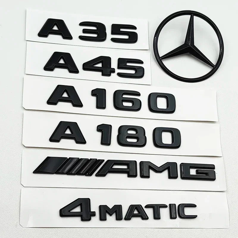 3D ABS Black A35 A45 A160 A180 A200 A250 Logo Letters 4MATIC Badge Car Rear Star Sticker AMG Emblem For Mercedes Benz