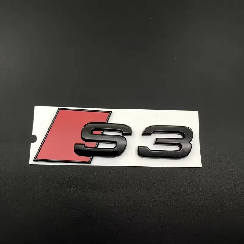 For AUDI S3 2010-2020 Car Front Grille Replace Emblem ABS Glossy Black Rear Badge Modified Sticker 4Ring Logo Sline Decoration