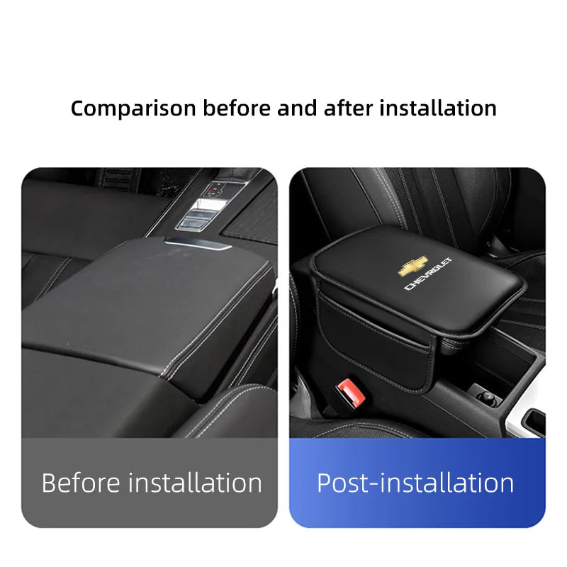 Car Armrest Cushion Leather Arm Rest Box Pad With Storage Bag For Chevrolet Corvette Montana TrailBlazer Silverado Traverse Bolt
