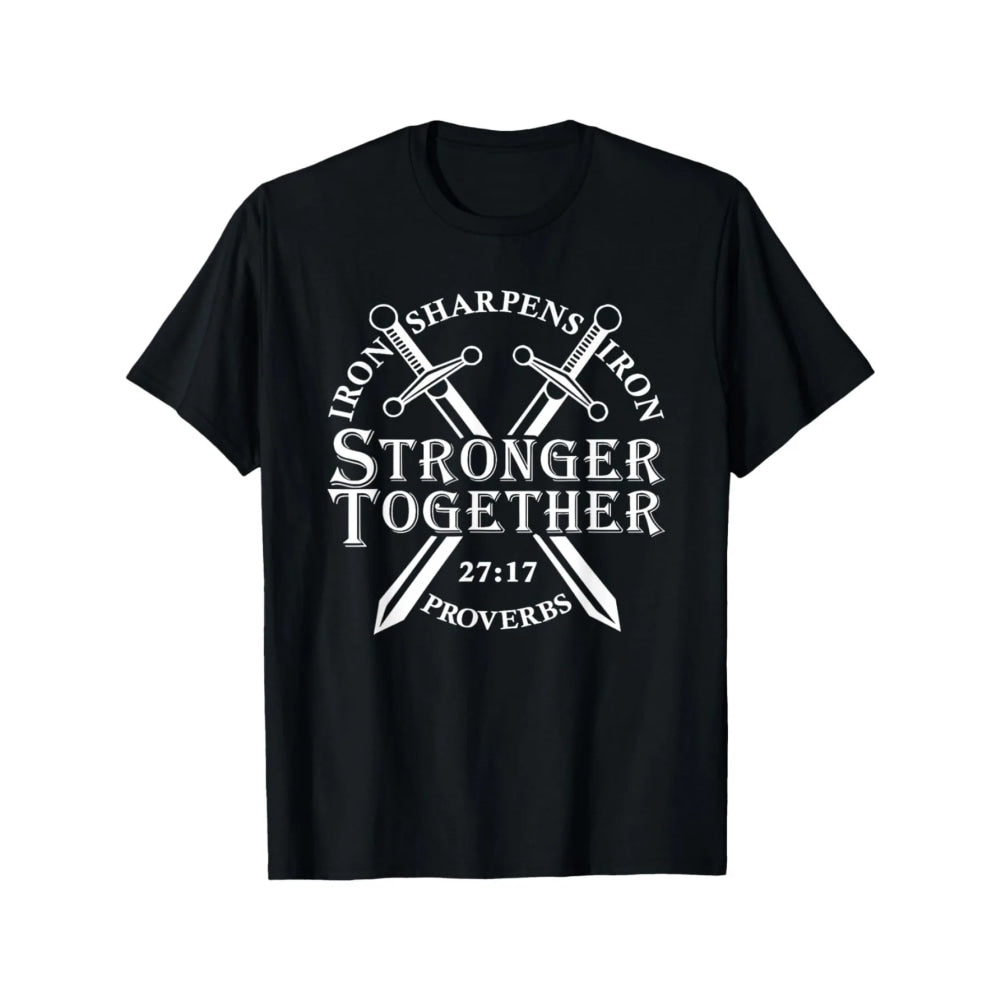 Iron Sharpens Iron Men's Tee, Proverbs 27:17 Black Cotton Faith Graphic Tee