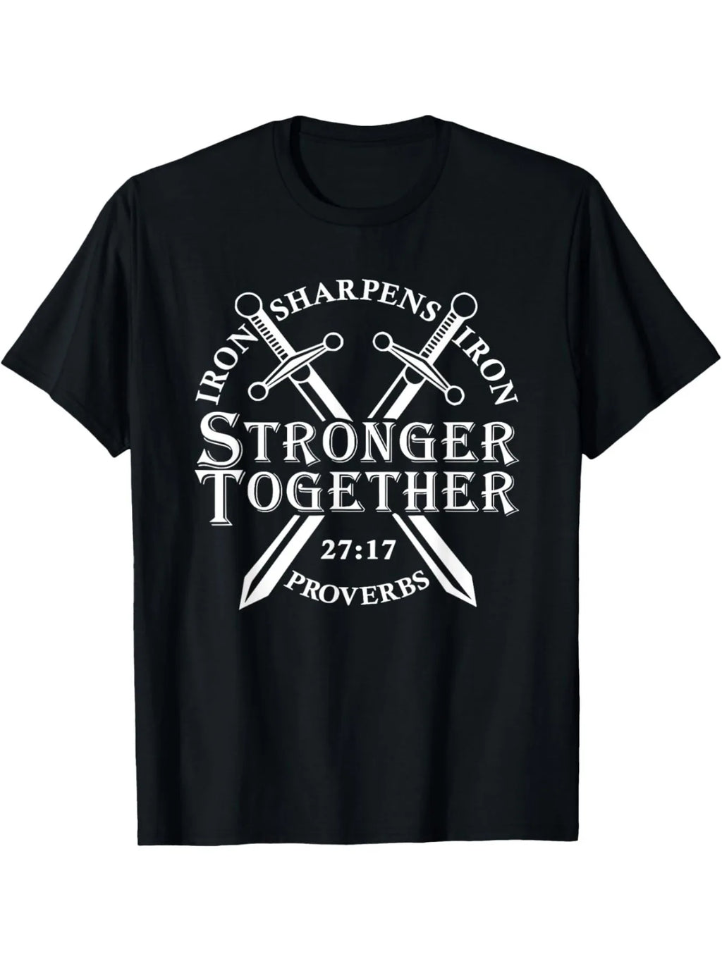Iron Sharpens Iron Men's Tee, Proverbs 27:17 Black Cotton Faith Graphic Tee
