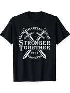 Iron Sharpens Iron Men's Tee, Proverbs 27:17 Black Cotton Faith Graphic Tee