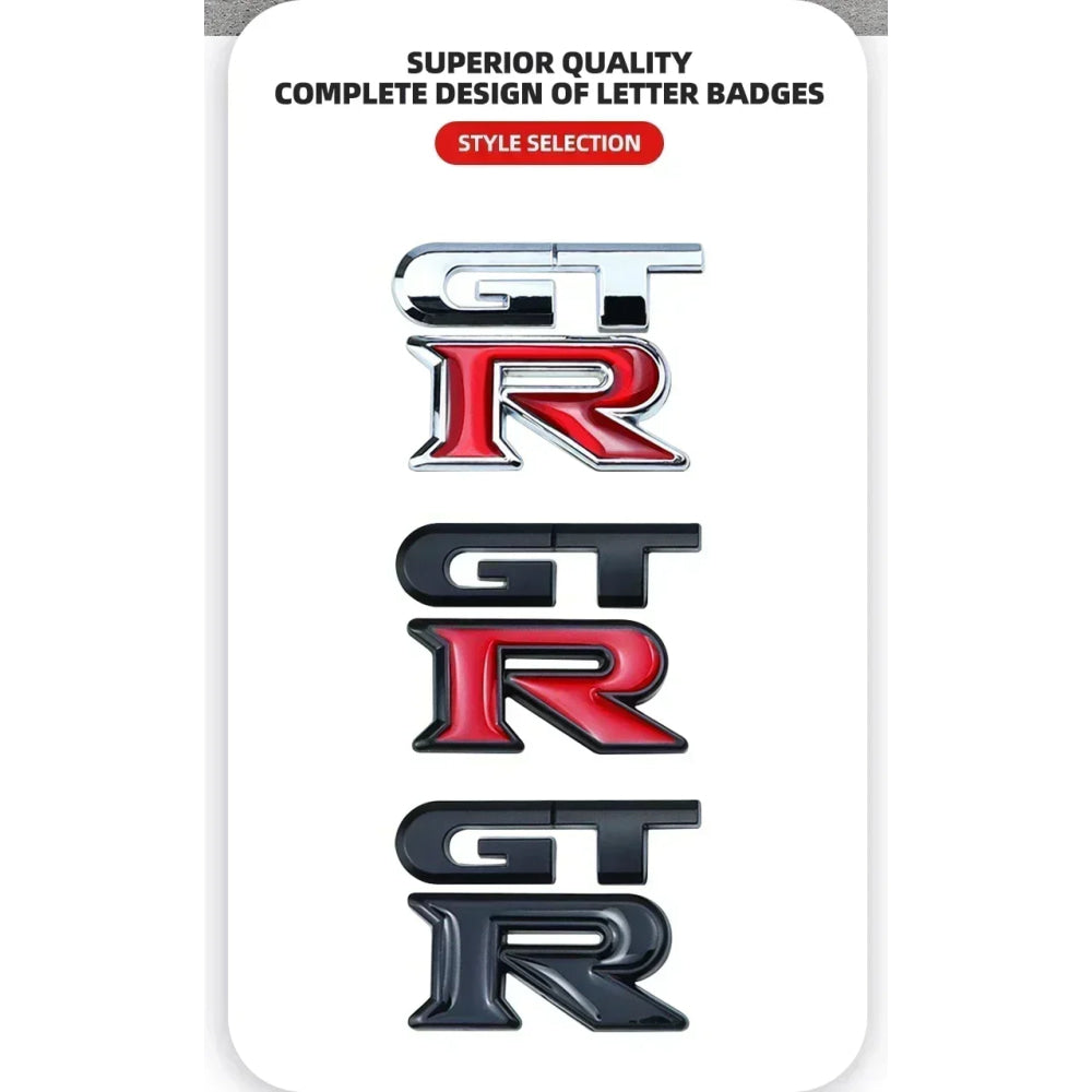 1pcs GTR Car Logo Emblem Metal Stickers R GT Decals Badge Labeling for Nissan Nismo GT-R, R32, R33, R34, R35, 370Z Accessories