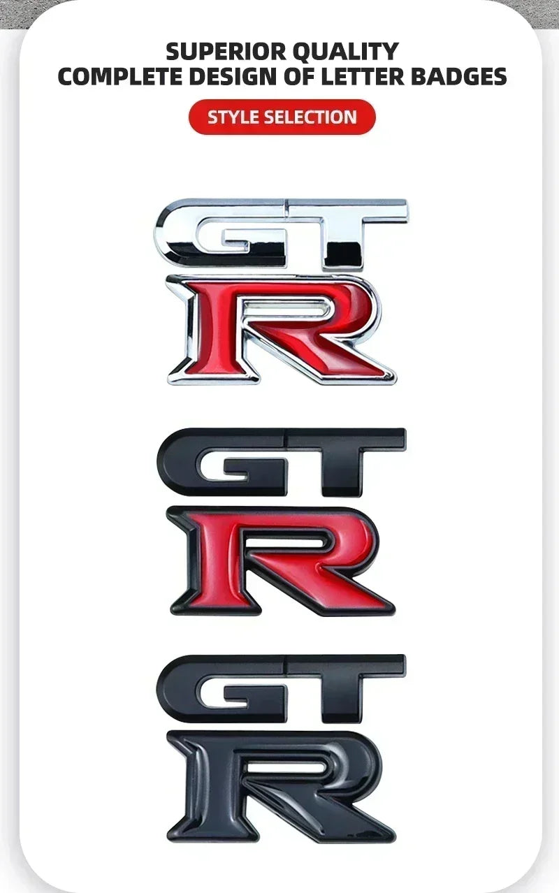 1pcs GTR Car Logo Emblem Metal Stickers R GT Decals Badge Labeling for Nissan Nismo GT-R, R32, R33, R34, R35, 370Z Accessories