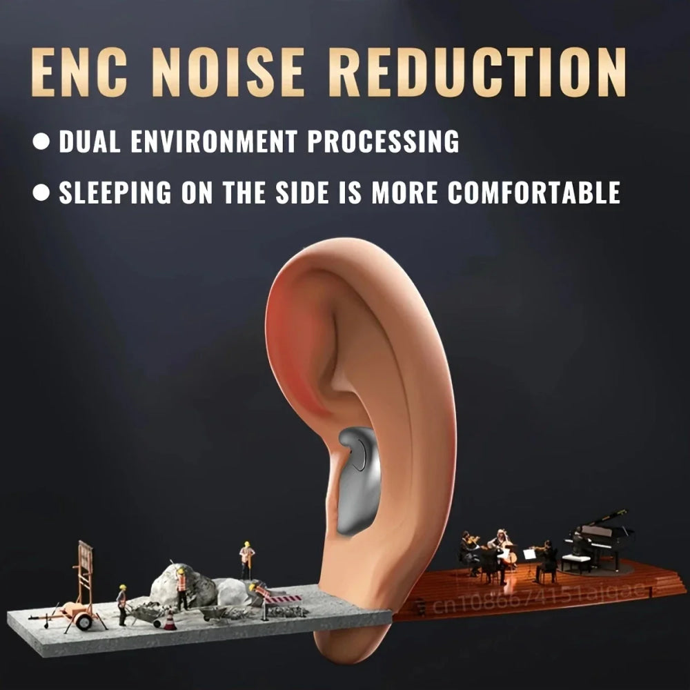 HOMEFISH Sleep Wireless Earbuds Bluetooth 5.3 Ultra - Thin Painless Wear ENC Noise Cancelling Long Battery with LED Display