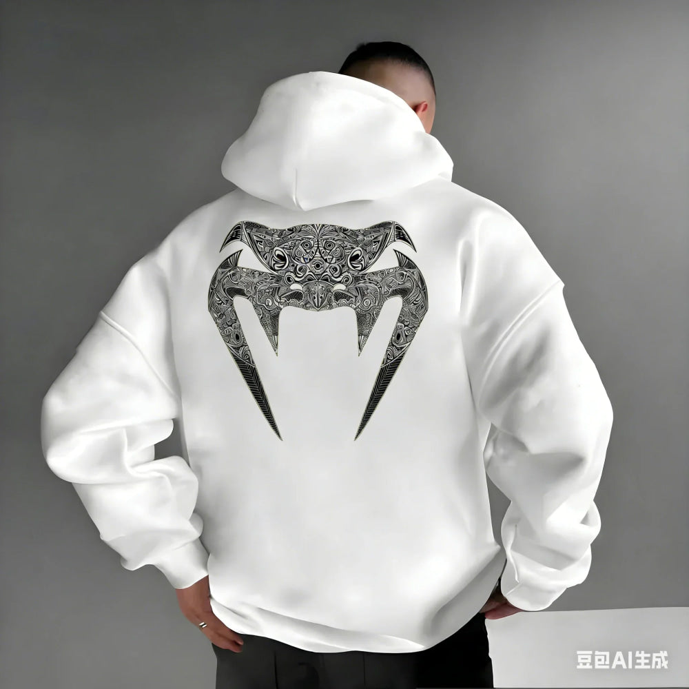 Men's Pattern Hoodies –Bold Back Prints MMA Inspired Streetwear Loose Fit Perfect for Gym  Casual Wear Limited Edition Designs