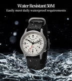 BERNY Titanium Watches for Men Classic Mens Field Watch Easy Read Outdoor Quartz Wristwatch Super Luminous Sapphire 5ATM