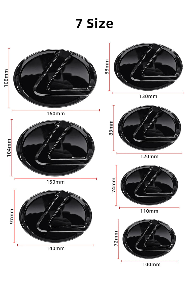 100/110/120/130/140/150/160mm Car Rear Trunk Emblem Front Grille Logo For Lexus ES RX NX LS UX LM LX GX LC RZ IS CT GS RC HS SC