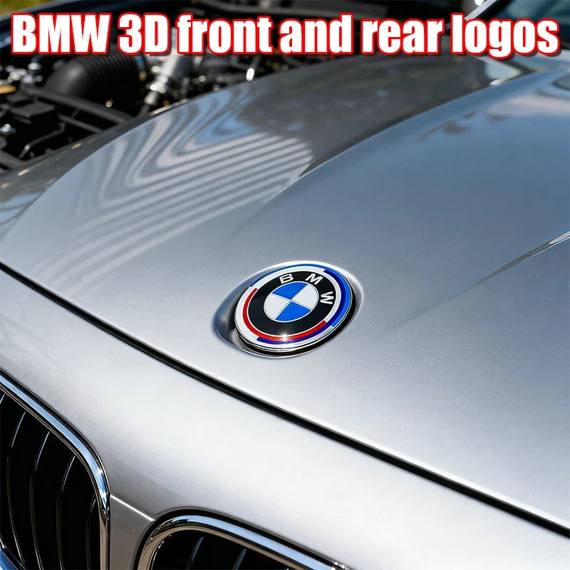 Carbon Fiber 50th Anniversary Front Rear Logo Kit for BMW 82mm 74mm Badge F30 F10 E46 E90  2-Pin Base DIY Replacement Decor Set
