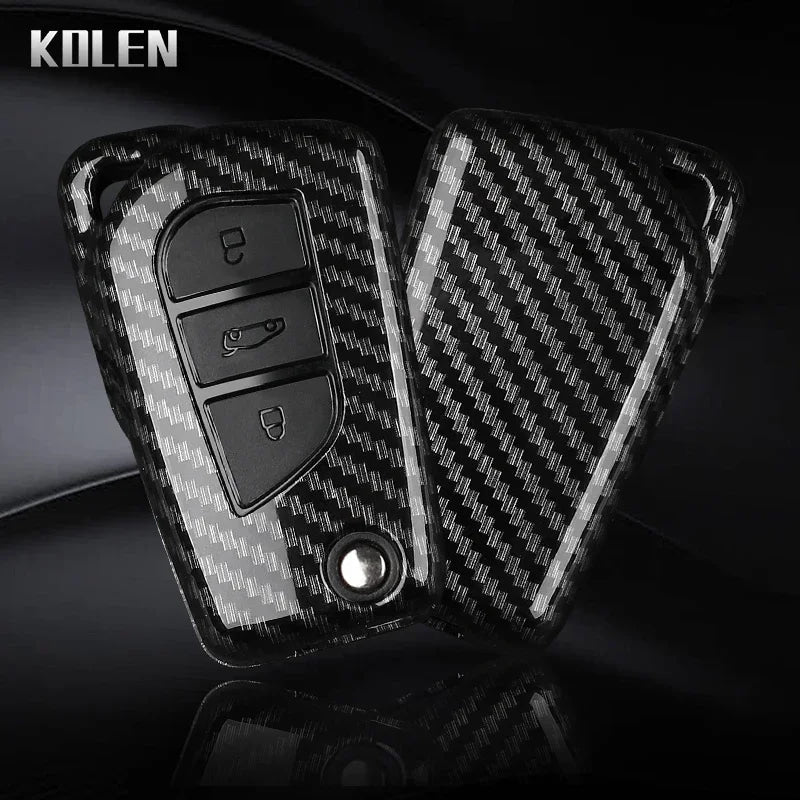 For Toyota Camry RAV4 Forturner Hilux Auris Corolla Avensis Verso Yaris Aygo Scion TC ABS Carbon Fiber Style Car Key Case Cover