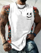 Summer New Men's Vest T Shirt Patterned Tribal Round Neck Clothing Daily Fitness Sports Vintage Sleeveless Printed Ethnic Tops