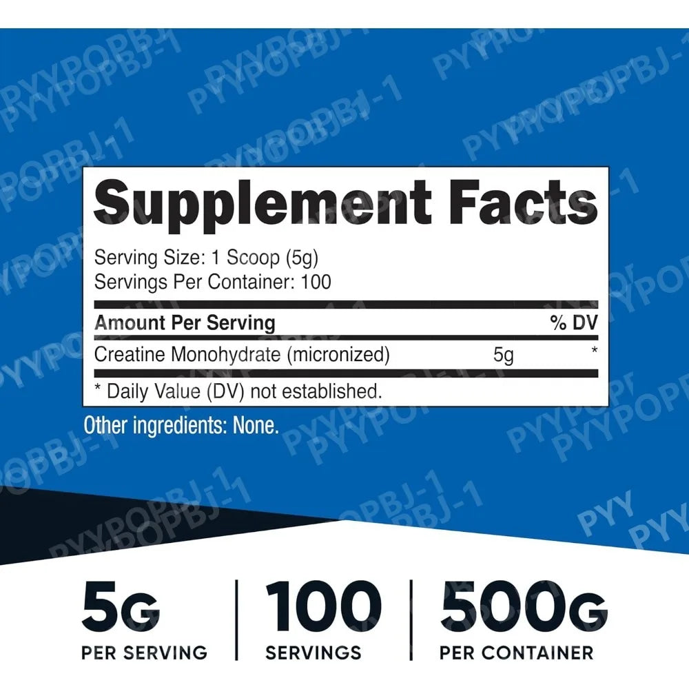 Creatine Monohydrate Micronized Powder 500G 5000mg Per Serving 5g 100 Servings 17.9 Oz