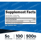 Creatine Monohydrate Micronized Powder 500G 5000mg Per Serving 5g 100 Servings 17.9 Oz