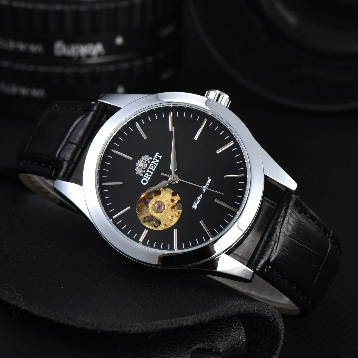 Orient Watch  Double Lion Japanese Fully Automatic Mechanical Watch Hollowed Out Business Men's Watch Stainless Steel Strip