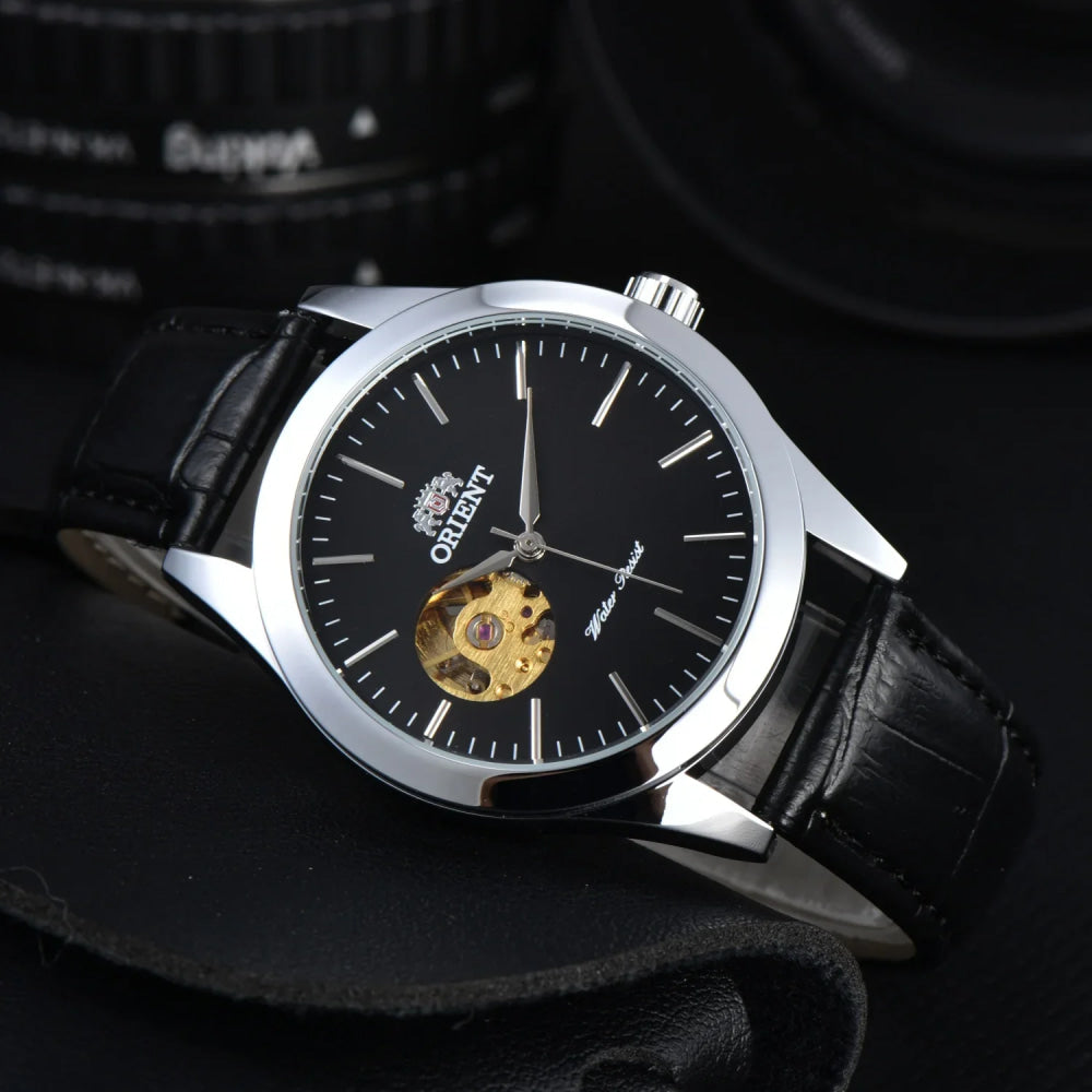 Orient Watch  Double Lion Japanese Fully Automatic Mechanical Watch Hollowed Out Business Men's Watch Stainless Steel Strip