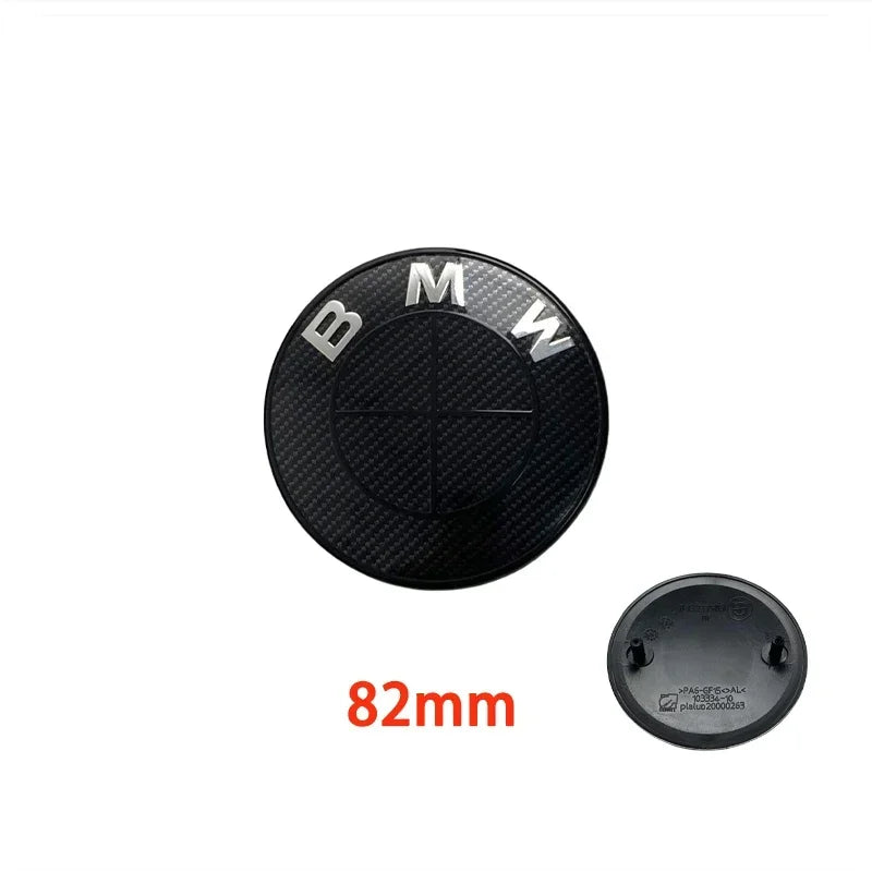 45/74/82mm Hood/Trunk Emblems + 68mm Wheel Hub Covers - Compatible with BMW 3/4/5 Series & X5/X6 (F Series) - Black/White