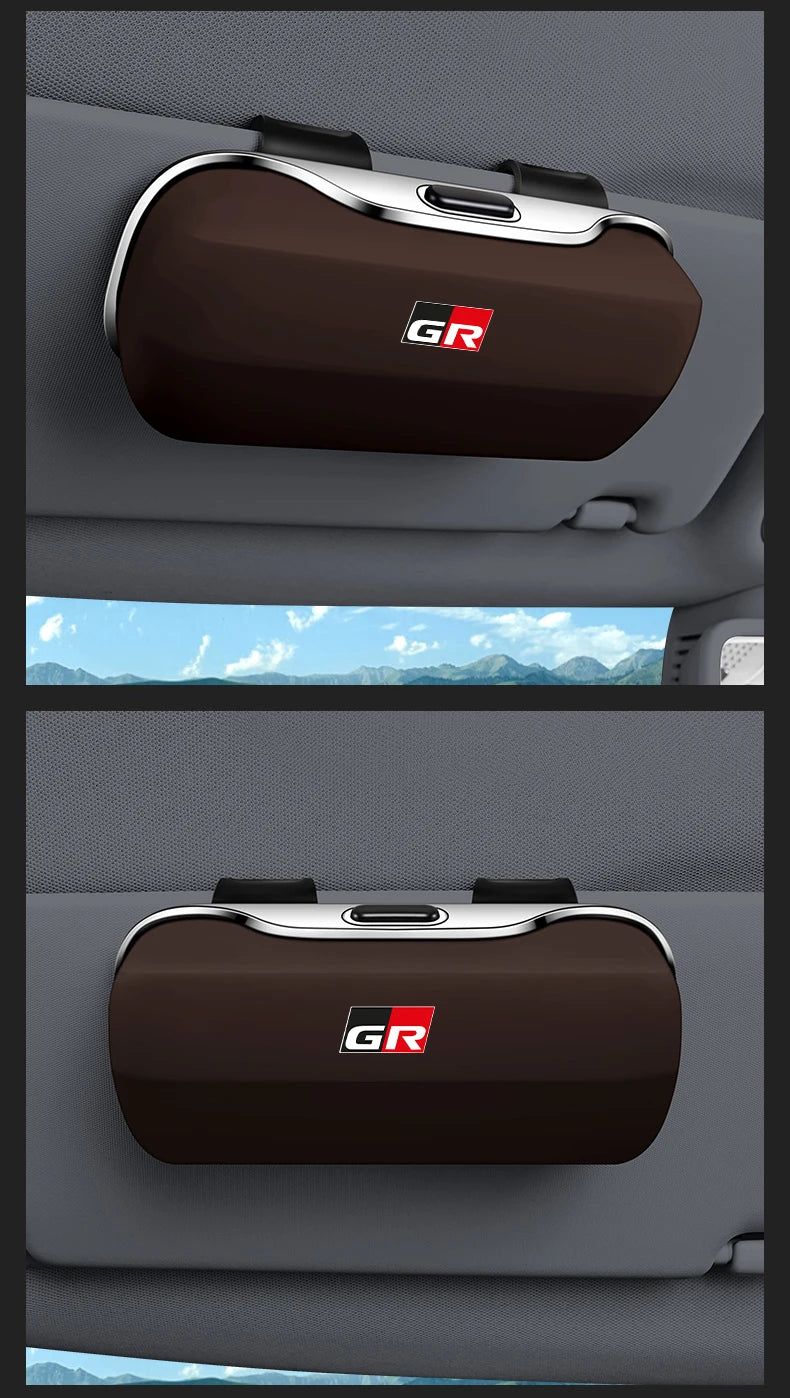 Car Eyewear Case Box Sunglasses Holder Sun Visor Storage Protective Frame Box Glasses Clip For Toyota GR Sport Rav4 Yaris Camry