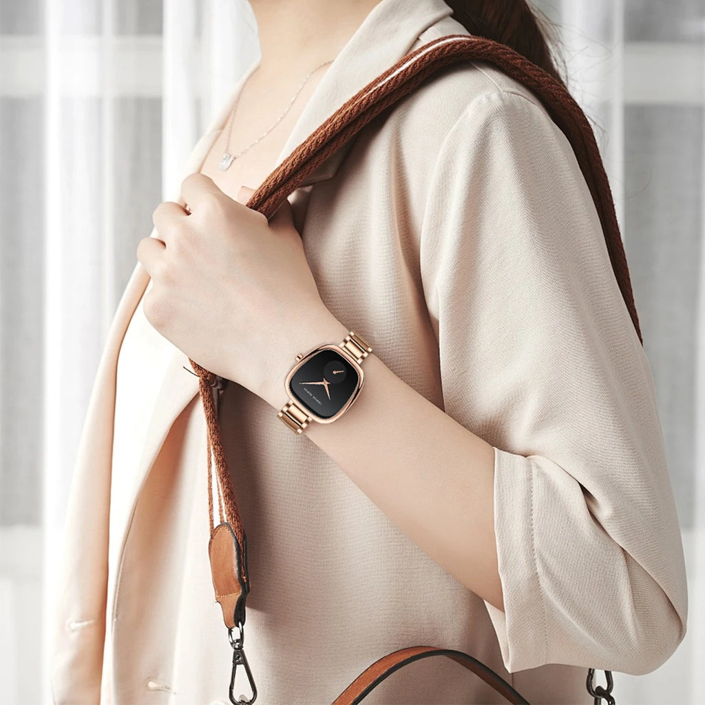 2025 nuevo reloj de pulsera de cuarzo para mujer 34mm barril de vino oro rosa cronómetro negro estilo minimalista de moda relojes ovalados para mujer