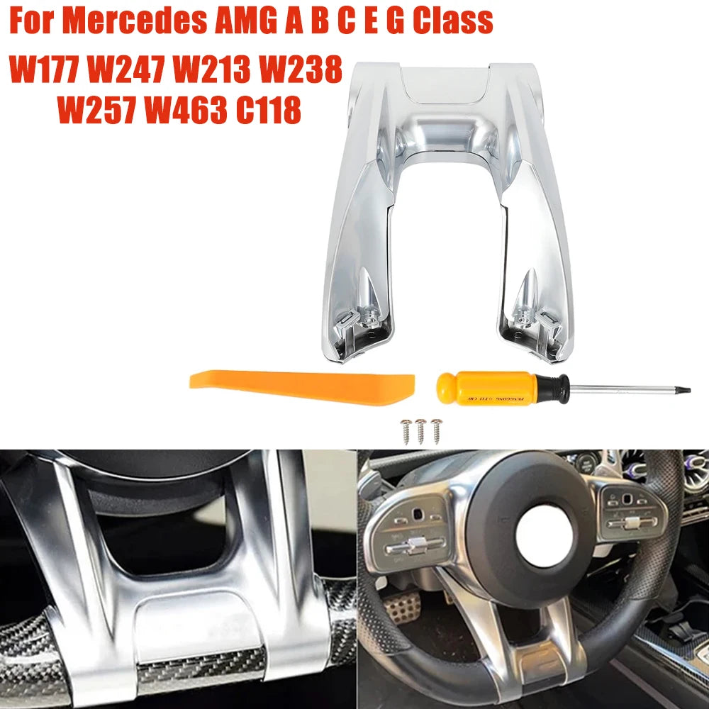 Car Steering Flat Wheel Lower Trim Cover For Mercedes Benz AMG 2019+ Sport A W177 B W247 C W205 E W213 G W463 GLS W257 Class