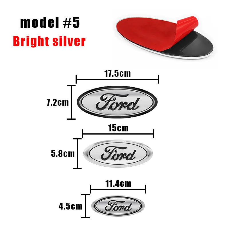 114mm/150mm/175mm Car Front Hood Emblem for Ford Fiesta Range Focus Mondeo Explorer Fusion Transit Edge Auto Rear Trunk Sticker