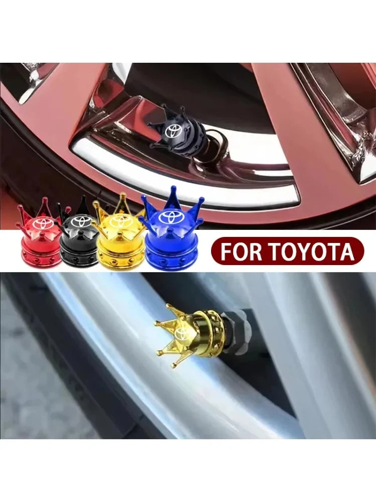 4PCS Crown Style Tire Valve Stem Caps, Air Caps Cover, Aluminum Alloy Dustproof And Waterproof Valve Caps Cover For All Toyota