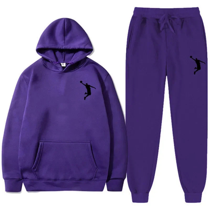 Sports Basketball Brand Sweatshirt Sweatpants Men Women 2 Pieces Sets Tracksuit Fashion Casual Hooded Sportswear Sudadera Hombre