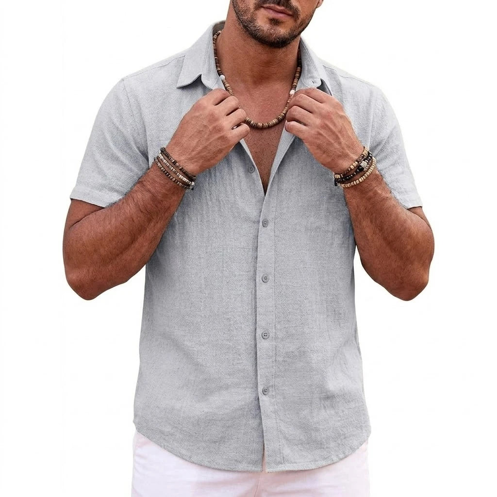 Mens Summer Hawaiian Short Sleeve Shirts Cotton Linen Lapel Tops Casual Breathable Beach and Gym Tees Plus Size for Men Tops